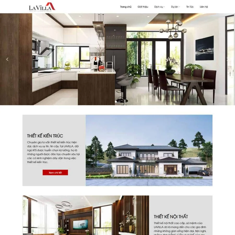 Mẫu website giới thiệu công ty thiết kế kiến trúc, nội thất giống Ahome