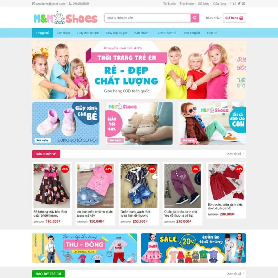 Mẫu website baby shop