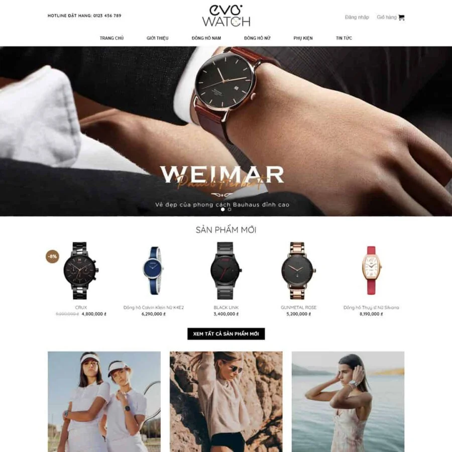 Mẫu website bán đồng hồ, thời trang
