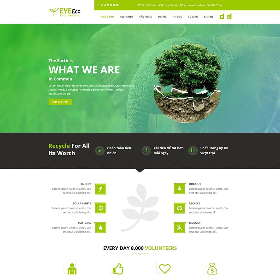 Mẫu website tổ chức bảo vệ môi trường