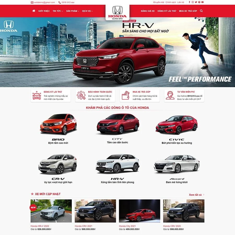Mẫu website bán ô tô Honda 02