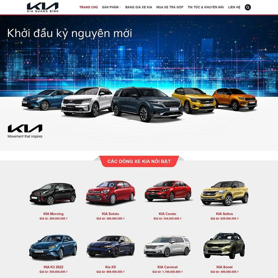 Mẫu website bán ô tô KIA