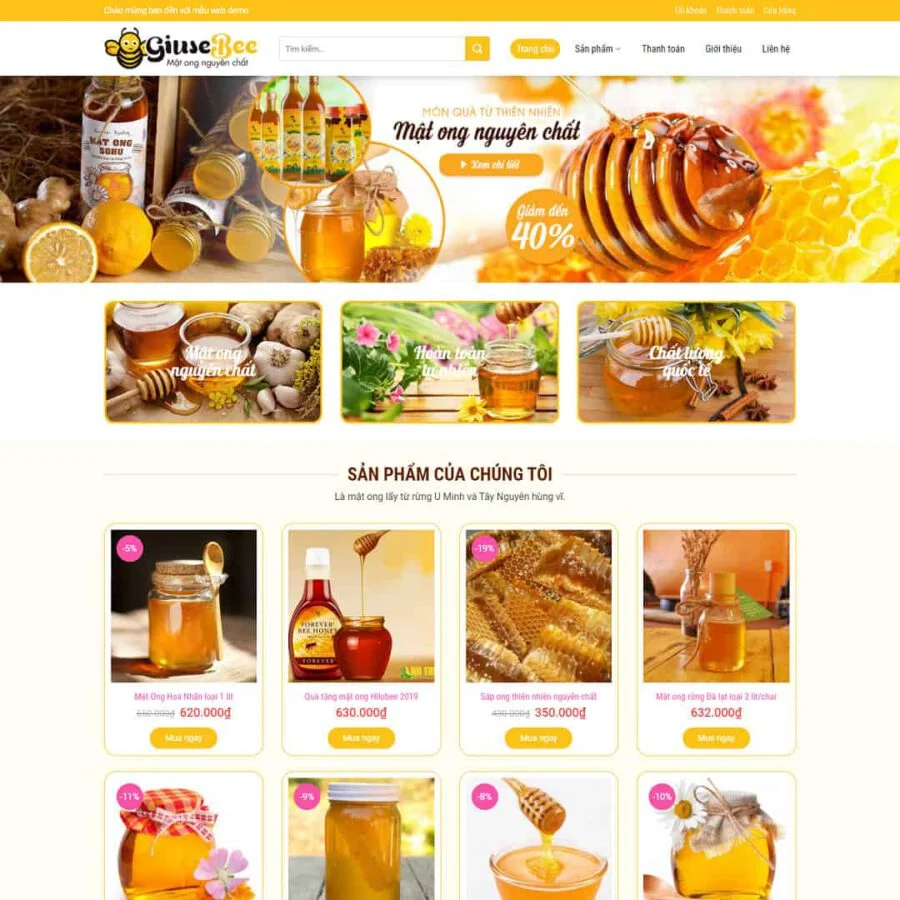 Mẫu website bán mật ong 01