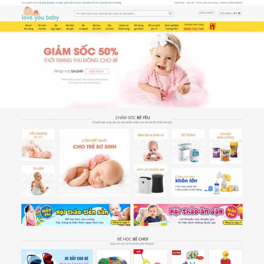 Mẫu website bán sản phẩm mẹ và bé