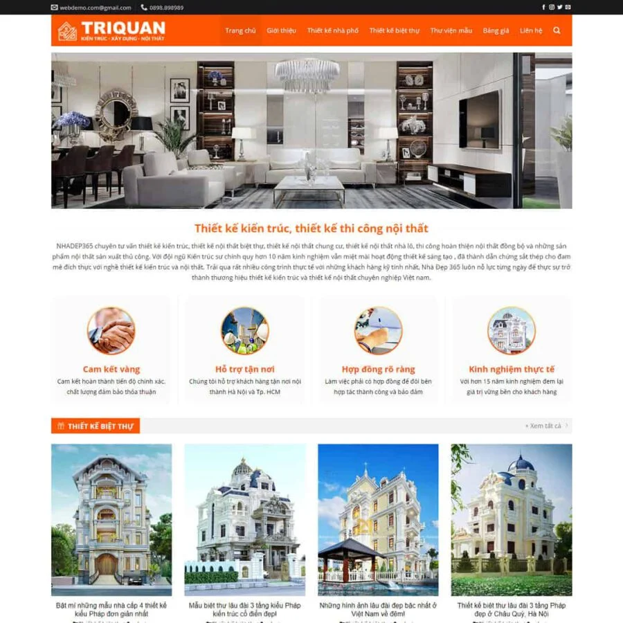 Mẫu website công ty thiết kế kiến trúc, nội thất