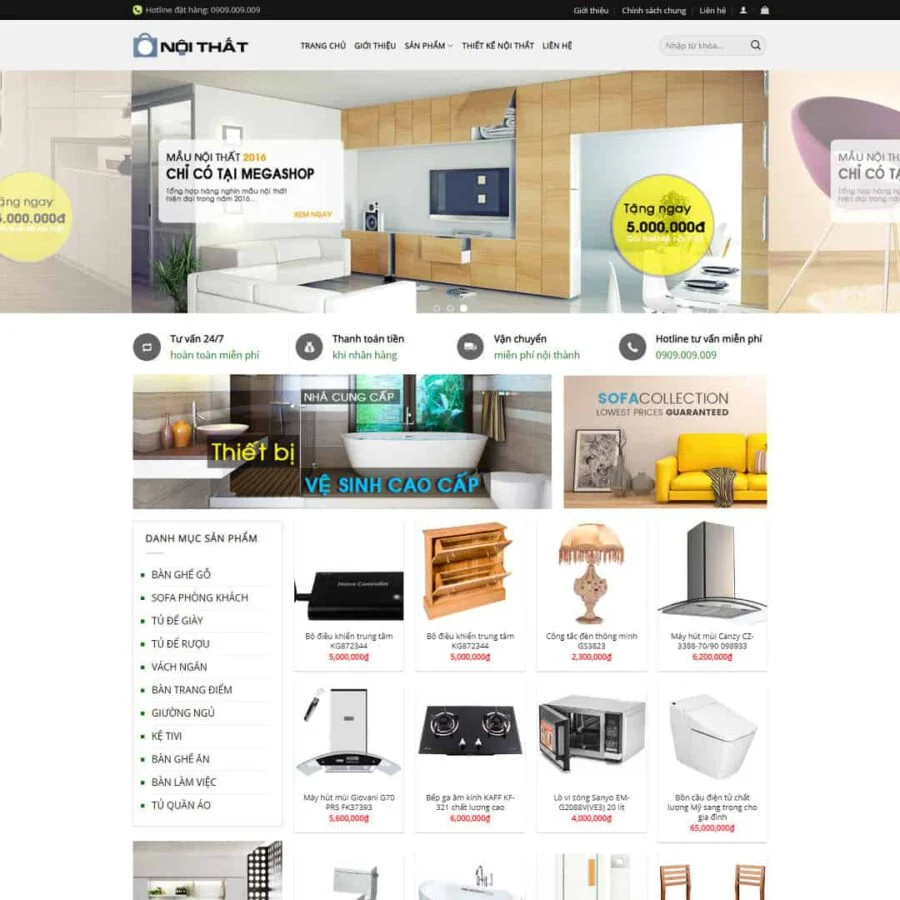 Mẫu website cửa hàng nội thất