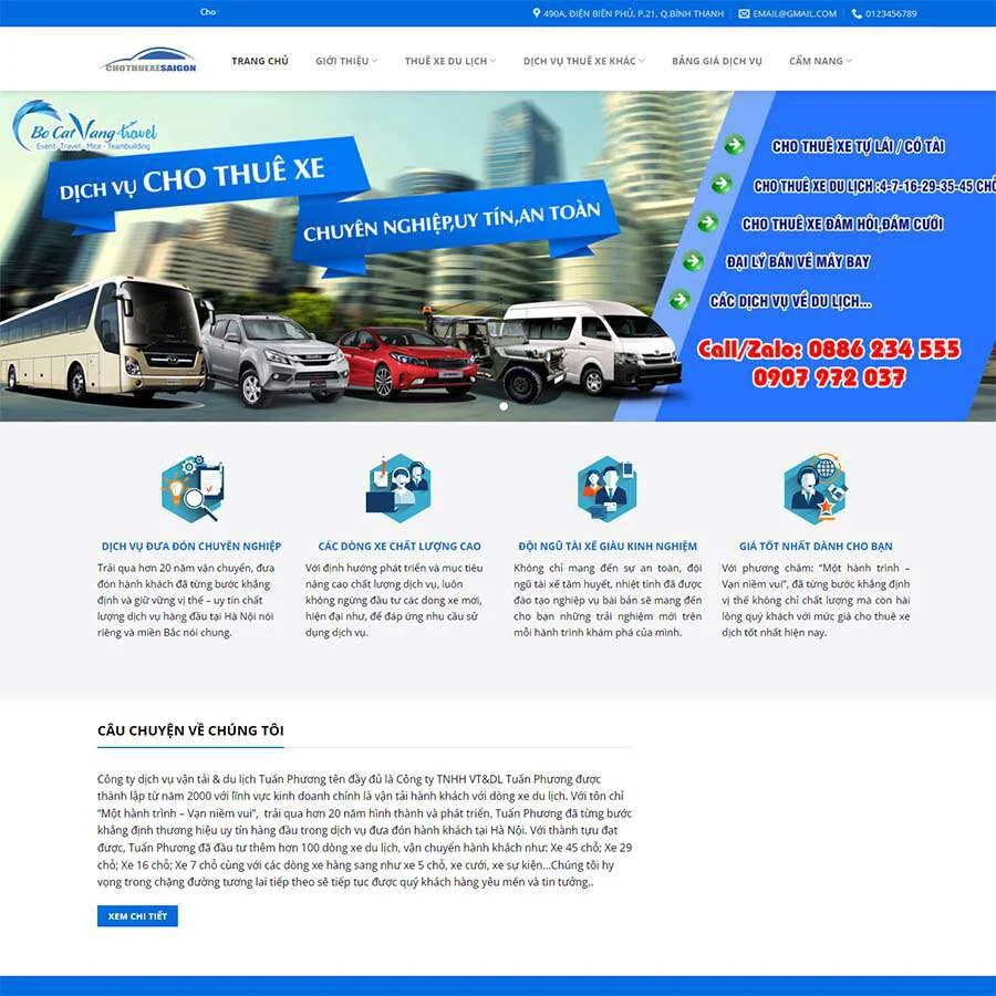 Mẫu website dịch vụ thuê xe 03